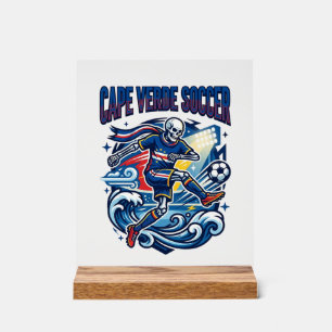 Cape Verde Soccer Skeleton Striker Nations Premium Acrylic Sign