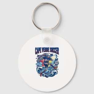Cape Verde Soccer Skeleton Striker Nations Premium Keychain