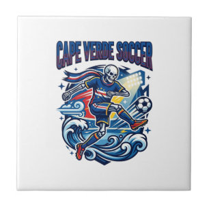 Cape Verde Soccer Skeleton Striker Nations Premium Tile