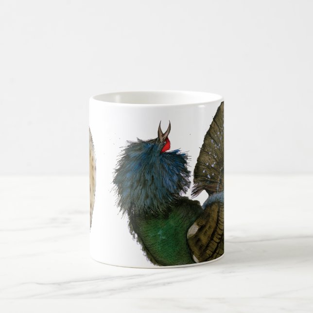 capercaillie bird with egg, tony fernandes coffee mug (Center)