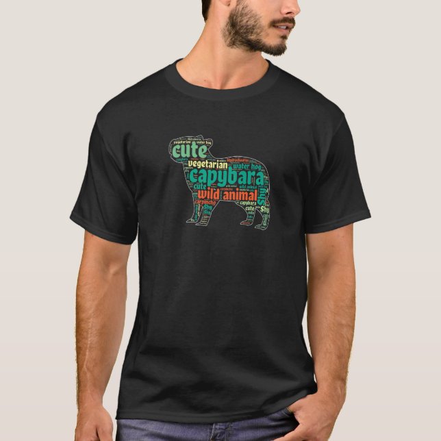 Capibara Wildlife Animal Capybara Word Cloud T-Shirt (Front)
