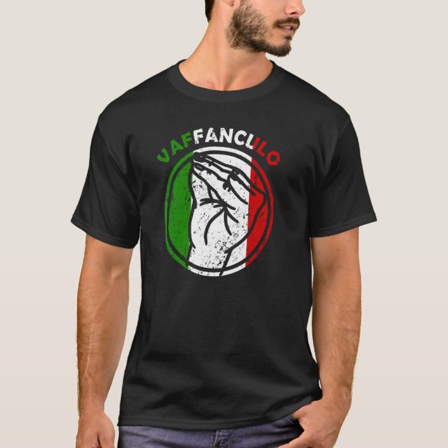 Capisci Vaffanculo Italian Flag Hand Gesture T-Shirt (Front)