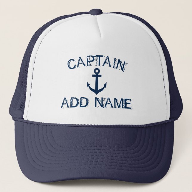 Capitaine casquette avec ancre nautique et nom per (Devant)