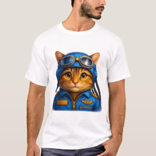 "Capitaine Moustaches" – T-shirt chat pilote migno