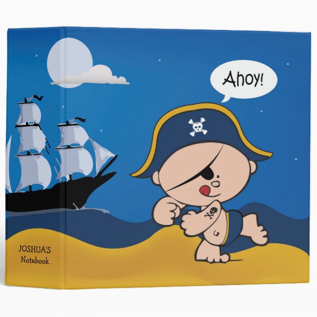 Capitaine pirate avec Classeur de bateau pour enfa (Devant/Côté)