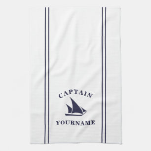 Capitaine Votre Nom Bateau À Voile Serviette De Cu