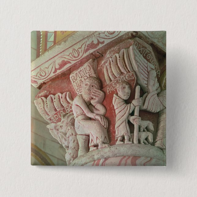 Capital from the chancel from 'Babilonia 2 Inch Square Button (Front)