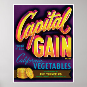 Capital Gain Guadalupe California Vegetables Gold Poster