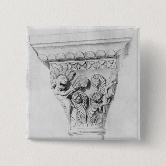 Capital illustrating the vice of despair 2 inch square button (Front)