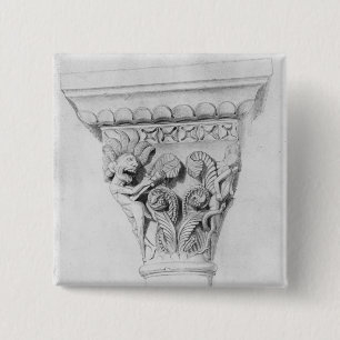 Capital illustrating the vice of despair 2 inch square button