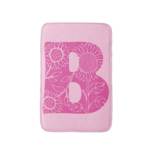 Capital letter B floral monogram Bath Mat