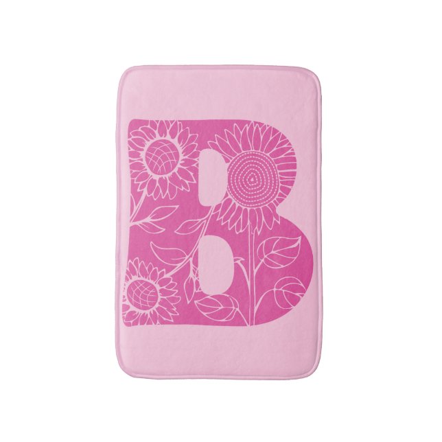 Capital letter B floral monogram Bath Mat (Front Vertical)