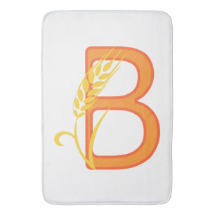 Capital letter B floral monogram Bath Mat