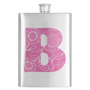Capital letter B floral monogram Hip Flask