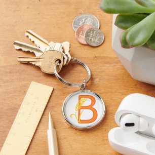 Capital letter B floral monogram Keychain