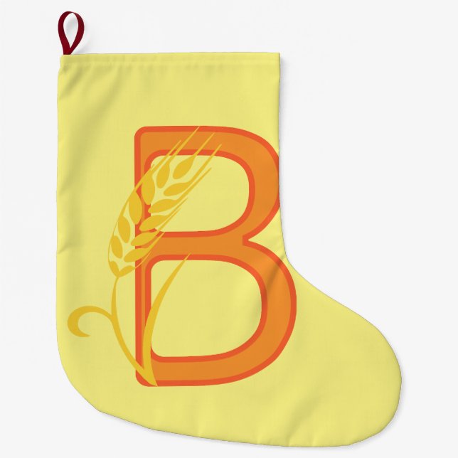 Capital letter B floral monogram Large Christmas Stocking (Front)
