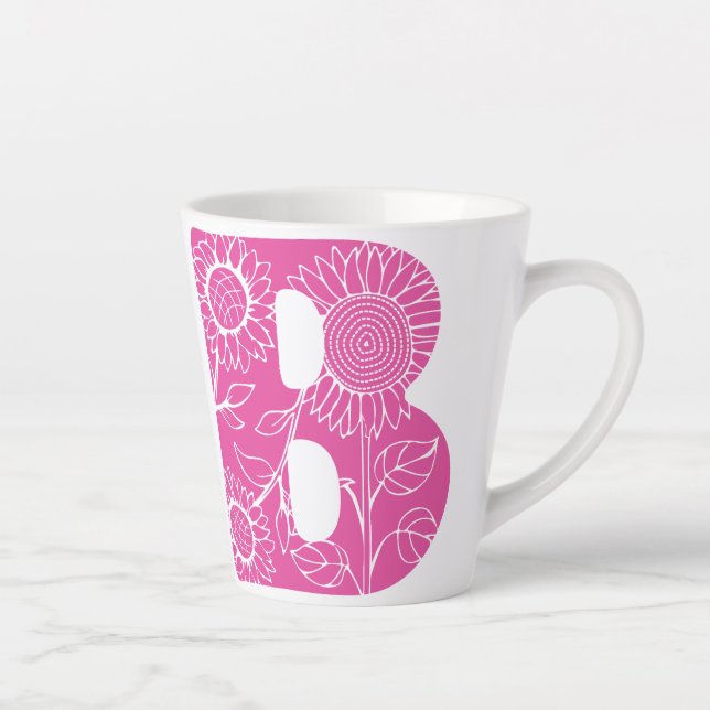 Capital letter B floral monogram Latte Mug (Right)