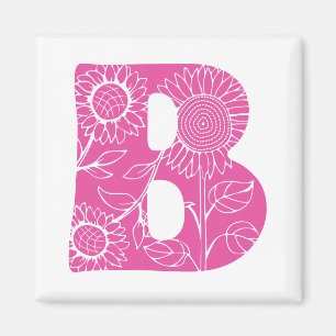 Capital letter B floral monogram Magnet