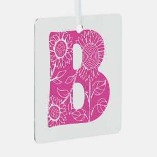 Capital letter B floral monogram Metal Ornament
