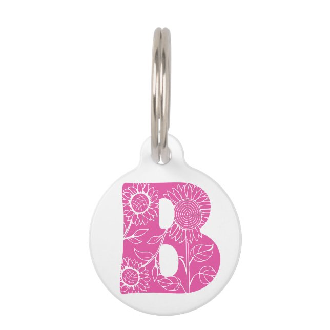 Capital letter B floral monogram Pet Tag (Front)