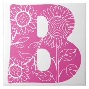 Capital letter B floral monogram Tile