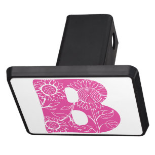 Capital letter B floral monogram Trailer Hitch Cover