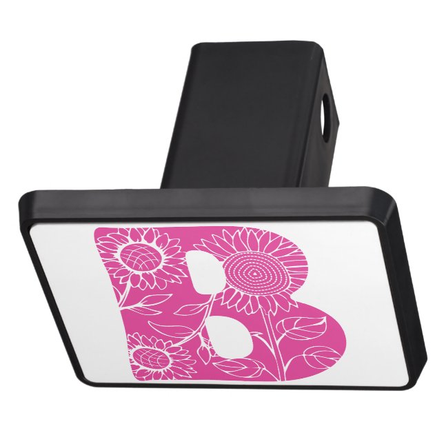 Capital letter B floral monogram Trailer Hitch Cover (Top)