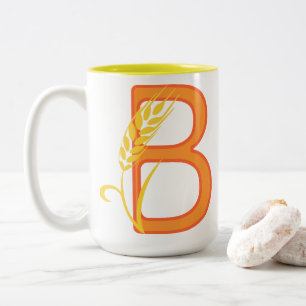 Capital letter B floral monogram Two-Tone Coffee Mug