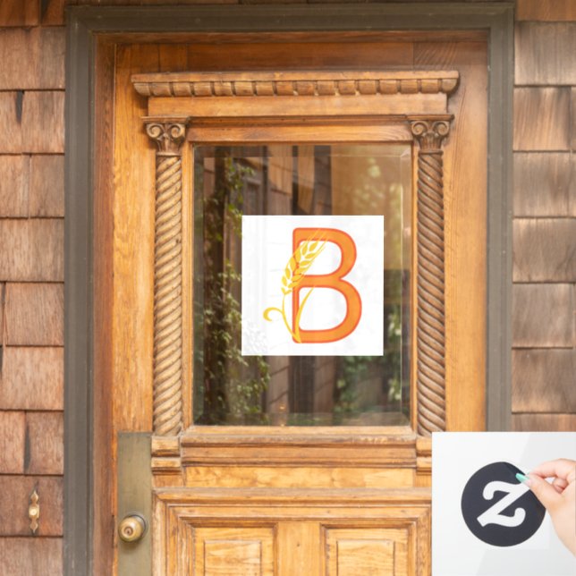 Capital letter B floral monogram Window Cling (Home Door)