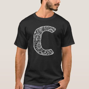 Capital Letter C Floral Chic Boho Abstract Doodle T-Shirt