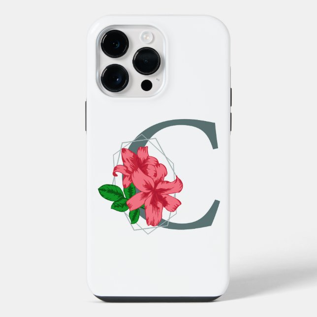 Capital letter C floral monogram iPhone Case (Back)