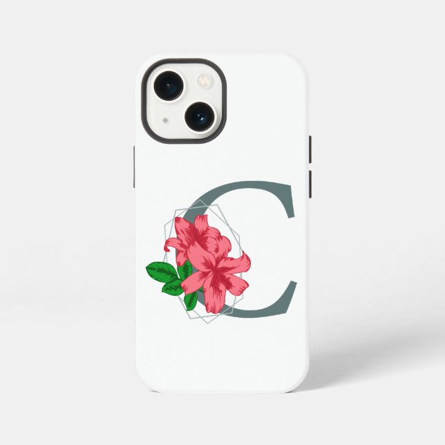 Capital letter C floral monogram iPhone Case (Back)