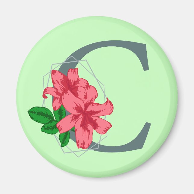 Capital letter C floral monogram Magnet (Front)