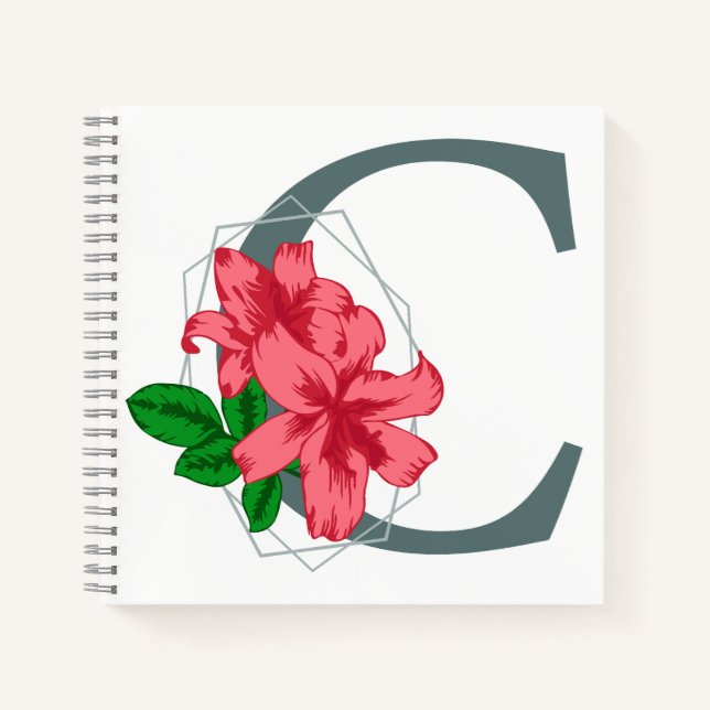 Capital letter C floral monogram Notebook (Front)