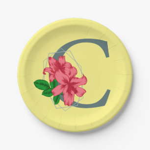 Capital letter C floral monogram Paper Plate