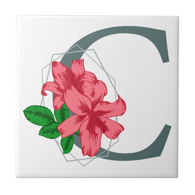Capital letter C floral monogram Tile (Front)