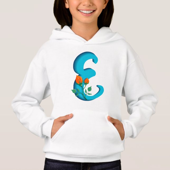 Capital letter E floral monogram (Front)