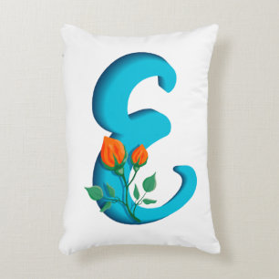 Capital letter E floral monogram Accent Pillow