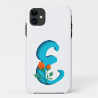 Capital letter E floral monogram