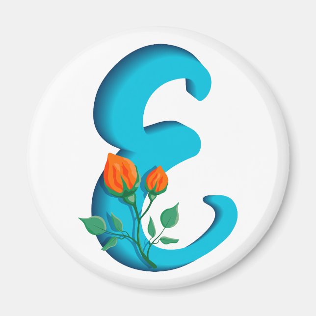 Capital letter E floral monogram Magnet (Front)