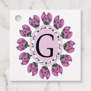 Capital letter G floral monogram Favour Tags