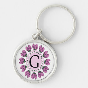 Capital letter G floral monogram Keychain