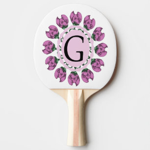 Capital letter G floral monogram Ping Pong Paddle
