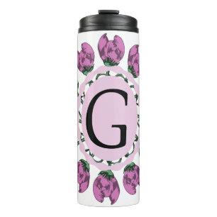 Capital letter G floral monogram Thermal Tumbler