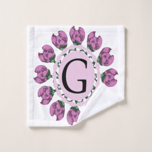 Capital letter G floral monogram Wash Cloth
