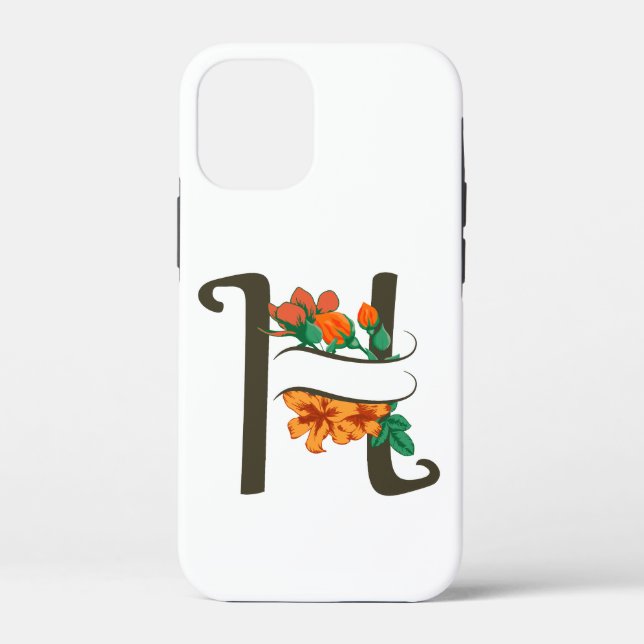 Capital letter H floral monogram Case-Mate iPhone Case (Back)