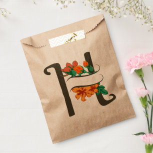 Capital letter H floral monogram Favour Bag