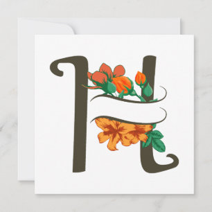 Capital letter H floral monogram Invitation