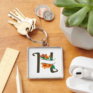 Capital letter H floral monogram Keychain