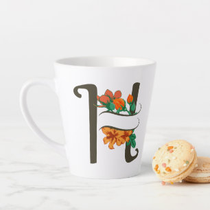 Capital letter H floral monogram Latte Mug